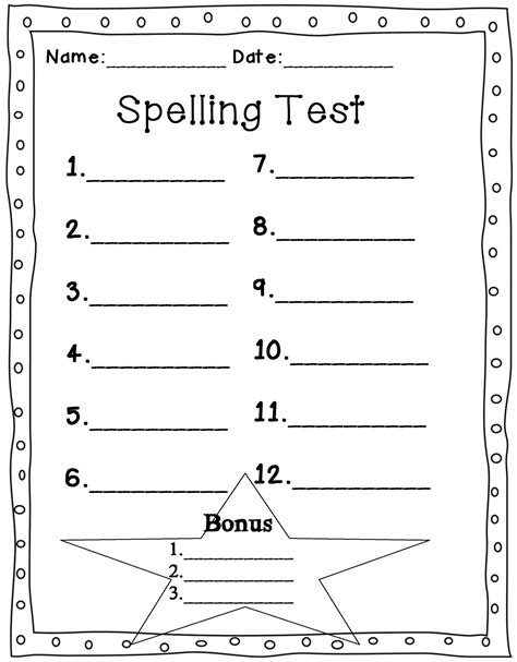 Free Printable Blank Spelling Practice Worksheets