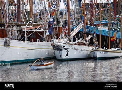 France Finistere Douarnenez Traditional Boats In The Port Of Rosmeur