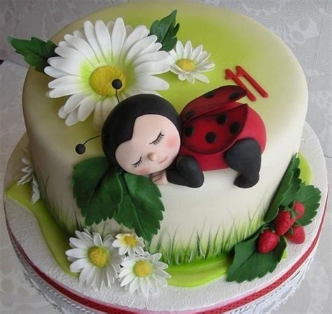 Ladybug Birthday Party Cool Birthday Cakes Fondant Figures Fondant