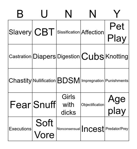 Isabelle S Kinky Fetish Bingo Bango Bongo Card Bingo Card