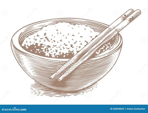 Rice In The Bowl Stock Vector Illustration Of Print
