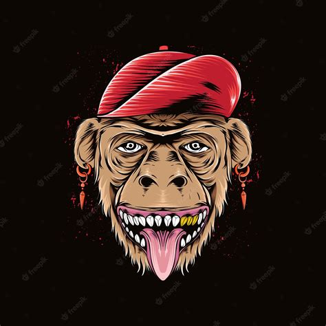 Premium Vector Happy Monkey Head Illustration For T Shirt Design And