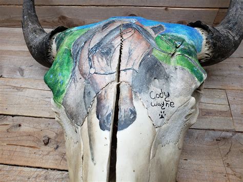 Buffalo Bison Skull Nice Painted Skull By Cody Etsy Uk