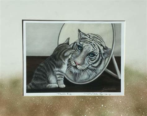 Bilde av joyce lindsay på mostphotos. Cat Sees Tiger in Mirror | Kitten Painting | catzooart