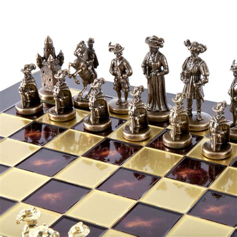 Medieval Knights Chess Set With Browngold Chessmen And Bronze Chessbo
