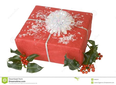 Red present stock photo. Image of gift, santa, holly, ribbon - 349244