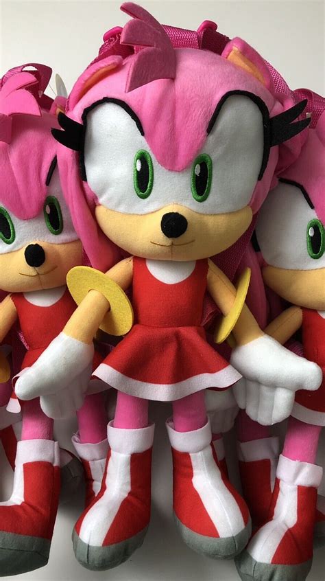 Sonic The Hedgehog Authentic Amy Rose In Red Dress Plush Doll Backpack