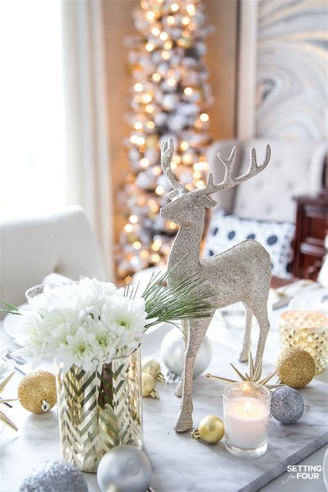 These bright red flowers are especially popular at christmastime. Styled and Set Christmas Table Decor Ideas - Setting for Four