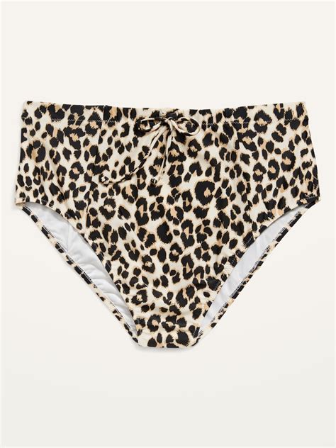 High Waisted Secret Smooth Leopard Print Plus Size Swim Bottoms Old Navy