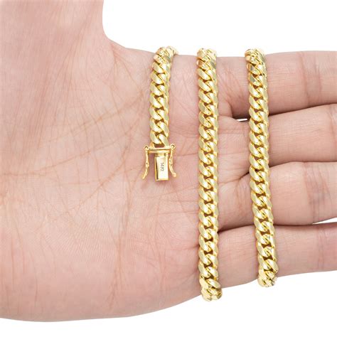 14k Yellow Gold Solid Mens 6mm Miami Cuban Link Chain Necklace Box