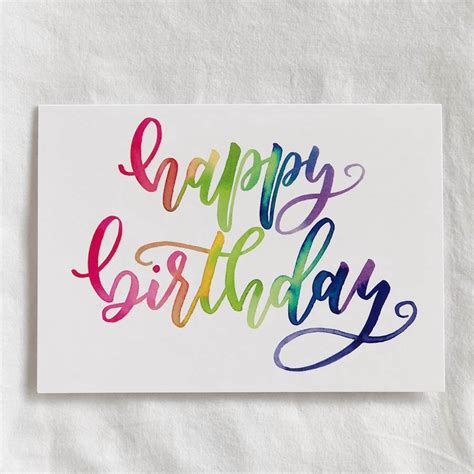 Creative typography for greeting card, gift poster, banner etc. Happy Birthday Watercolor Calligraphy Card - Jenmanship