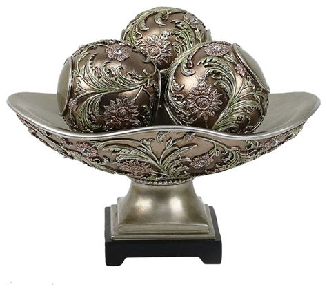 Made of intricately designed and colored polyresin, it is surely a gift or home accent that will be treasured. D'Lusso Designs Shandra Collection Four Piece Bowl With ...
