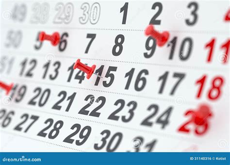 Calendar With Red Pins Stock Illustration Illustration Of Busy 31140316