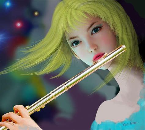 Girl Playing Flute 2 By Yuichi Tanabe Art Girl Girls Play Flute