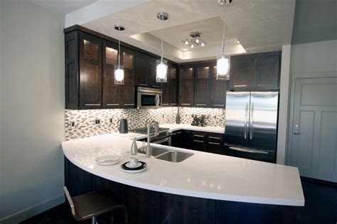 Rta espresso kitchen cabinet with white island. Urban Townhome Kitchen with Espresso Cabinets and White ...