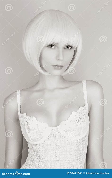 Beautiful Woman With Bob Hairstyle Stock Image Image Of Female Glamour 52411541