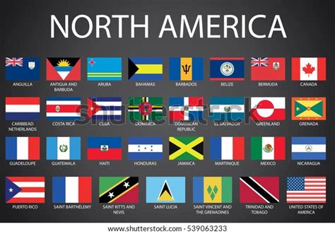 Illustrated Flags Continent North America Vector De Stock Libre De