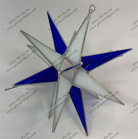 3d Hanging Stained Glass Moravian Star Christmas Star Ornament Blue