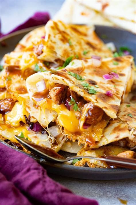 For our chicken quesadillas, we use a combination of monterey jack and cheddar. Teriyaki Chicken Quesadilla - Oh Sweet Basil