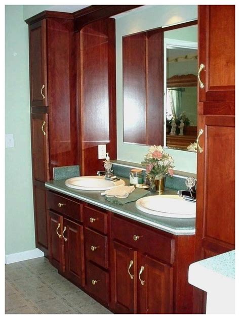Double Vanity With Centered Linen Combo 60 Walnut Double Sink Vanity