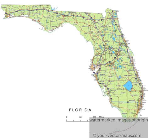 Florida State Route Network Map Dlorida Highways Map Cities Of Florida Main Routes Rivers