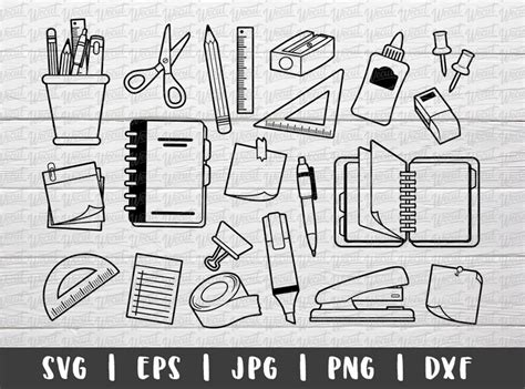 Cute School Supplies Svg Files For Cricut Projects Office Etsy