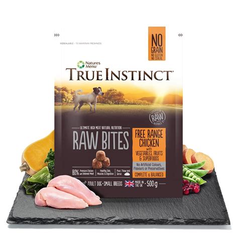 We've got a dog food made with ingredients your pup naturally craves! True Instinct Raw Bites Chicken Small Breed 500G - Raw Dog ...