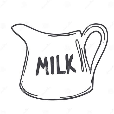 Doodle Milk Jug Illustration In Vector Isolated On White Hand Drawn