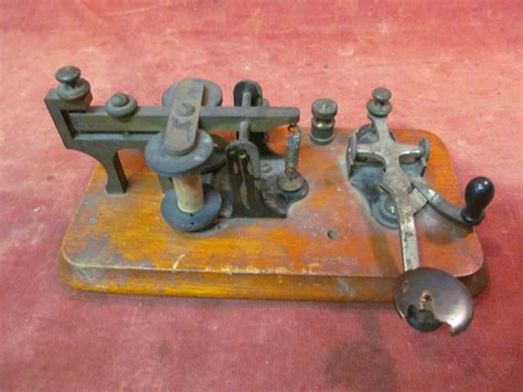 Antique Jh Bunnell Railroad Telegraph Morse Code Key And Sounder On