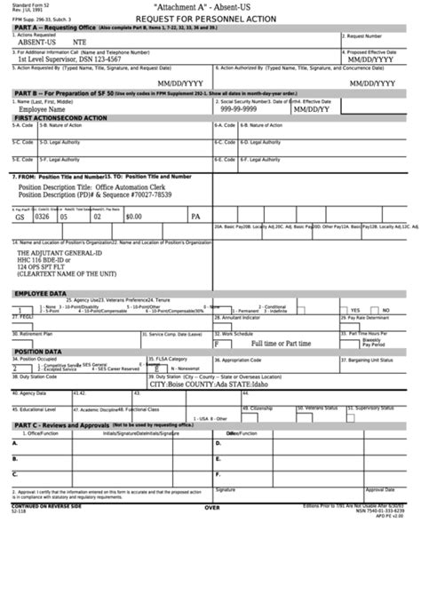 Sf 52 Fillable Form Printable Forms Free Online