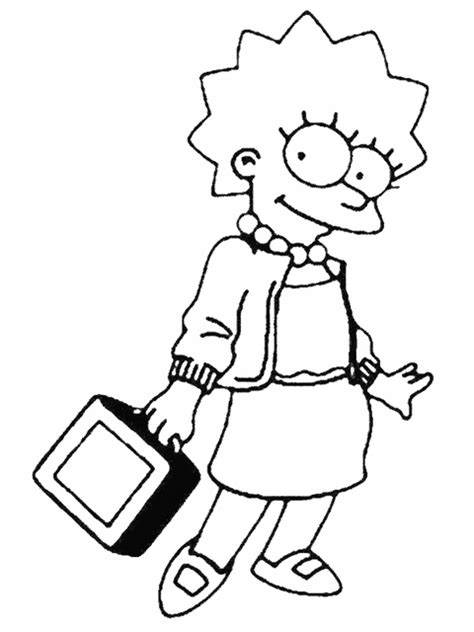 Lisa Simpson Con Valigetta Pranzo Disegno Da Colorare Gratis Disegni