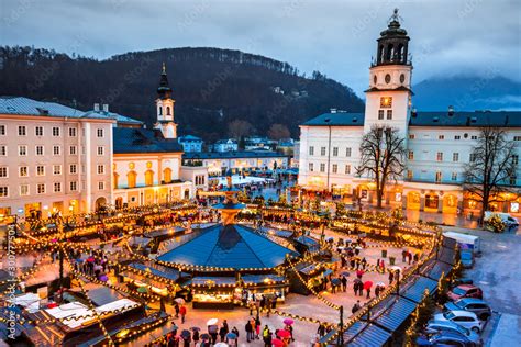 Salzburg Austria Christkindlmarkt Christmas Market Stock Foto