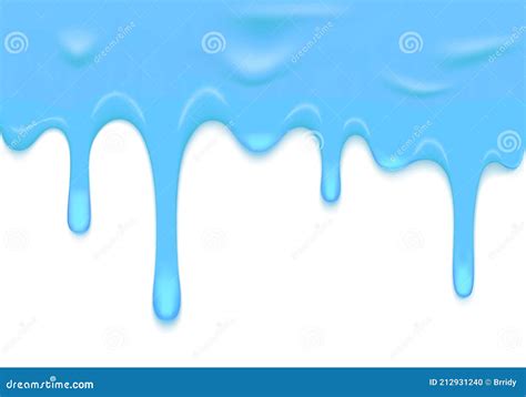 Vector Border With Blue Dripping Down Ice Cream Dribble Glaze