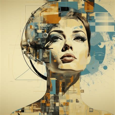 Premium Ai Image Digital Art Of A Womans Face With An Abstract Background