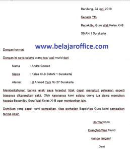 Contoh surat izin acara keluarga yang baik dan benar. Contoh Surat Tidak Masuk Sekolah Karena Sakit Yang Baik Belajar