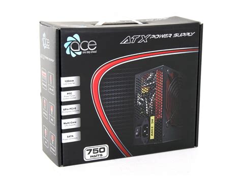 A 750br Ace Br Series 750w Atx Pfc Power Supply 12cm Quiet Red Fan