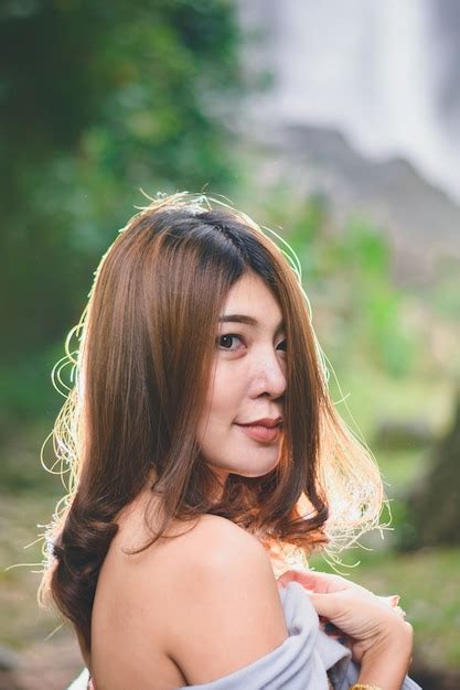 Premium Photo Portrait Of Beautiful Asian Woman Enjoy Natural Outdoor At Forest