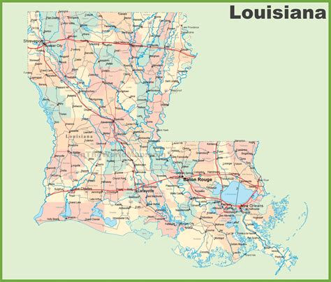 Road Map Of Louisiana With Cities