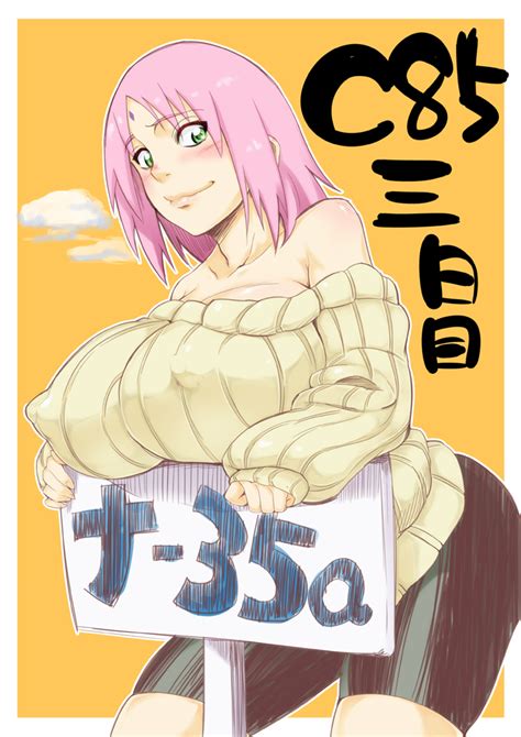 Sunahara Wataru Haruno Sakura Naruto Naruto Series 1girl Alternate Breast Size Bare