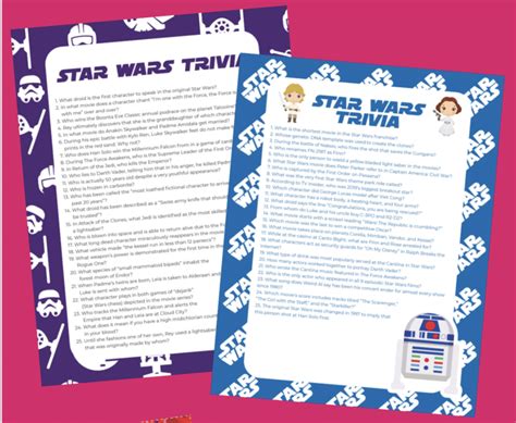 Free Printable Star Wars Trivia Questions Play Party Plan
