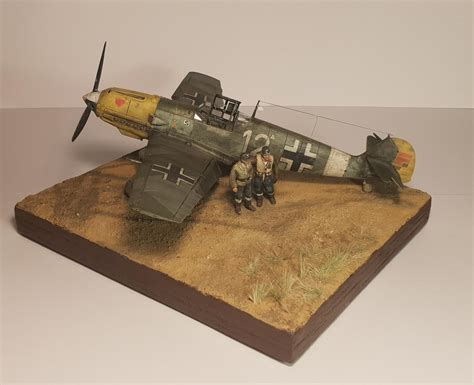 Airfix 148 Bf 109 E 7 Full Diorama Completed 148 Military Spitfire