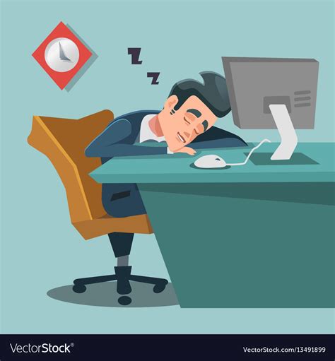 Sleeping Businessman Tired Business Man At Work Vector Image
