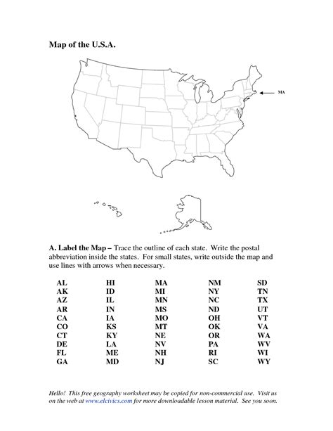 Map The States State Abbreviations Worksheets 99worksheets Gambaran
