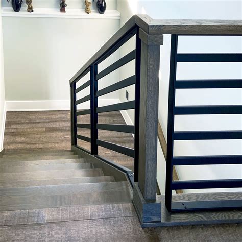 Wood Frame Horizontal Bar Welded Railing Artistic Stairs And Railings