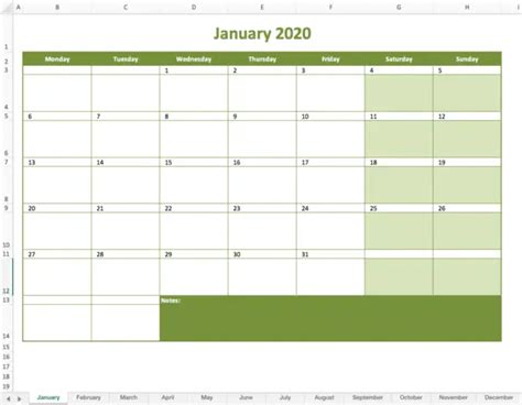 Monthly Calendar 2020