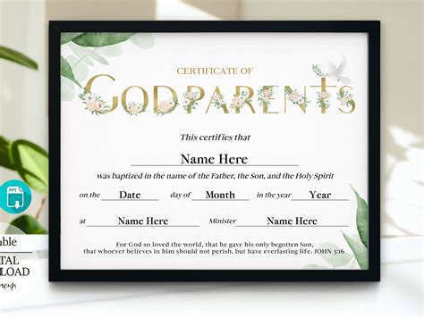 Baptism Godparents Certificate Template Pdf Ppt