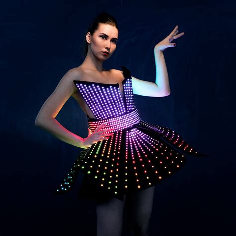 Rave Led Light Up Rainbow Dress Outfit Fashion Festival Etsy