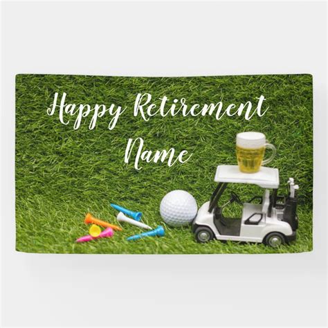 Golf Happy Retirement With Golf Ball And Beer Banner Zazzle