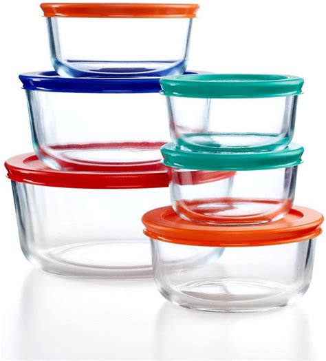 Pyrex 12 Piece Simply Store Set With Colored Lids Food Storage Container Set Pyrex Storage Pyrex