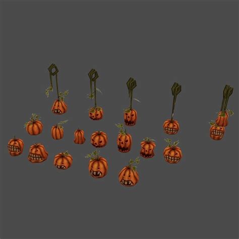 Low Poly Cemetery Halloween Set 3d Model Game Ready Fbx